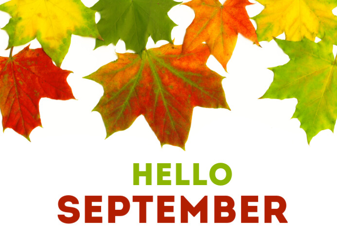 September Posts Hello September autumn month postcard design Template | PosterMyWall