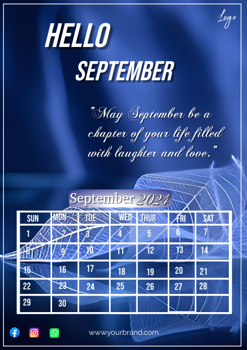 Plantilla de Hello September calendar template | PosterMyWall