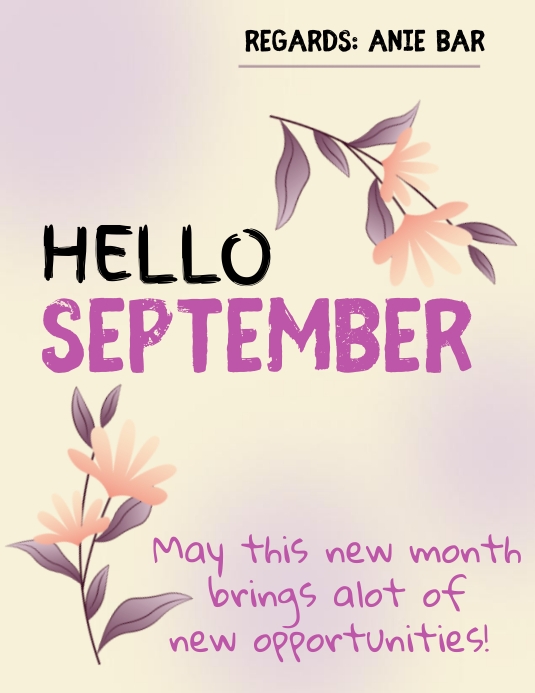 Hello September Flyer (format US Letter) template