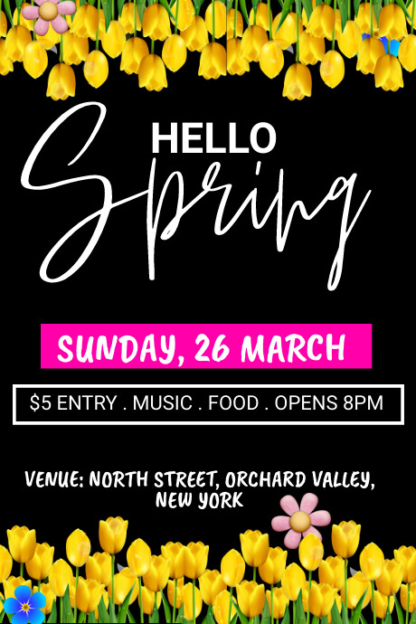 Hello Spring, spring break, spring party Template | PosterMyWall