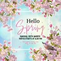 hello spring, spring, spring party Publicación de Instagram template