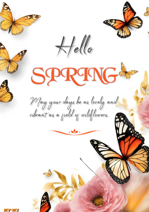 Hello Spring A4 Template | PosterMyWall