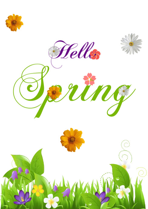 Hello Spring Tree Template Hello Spring A4 Template | PosterMyWall