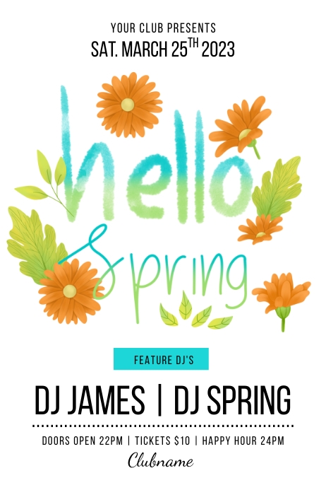 Copy of Hello spring club party | PosterMyWall