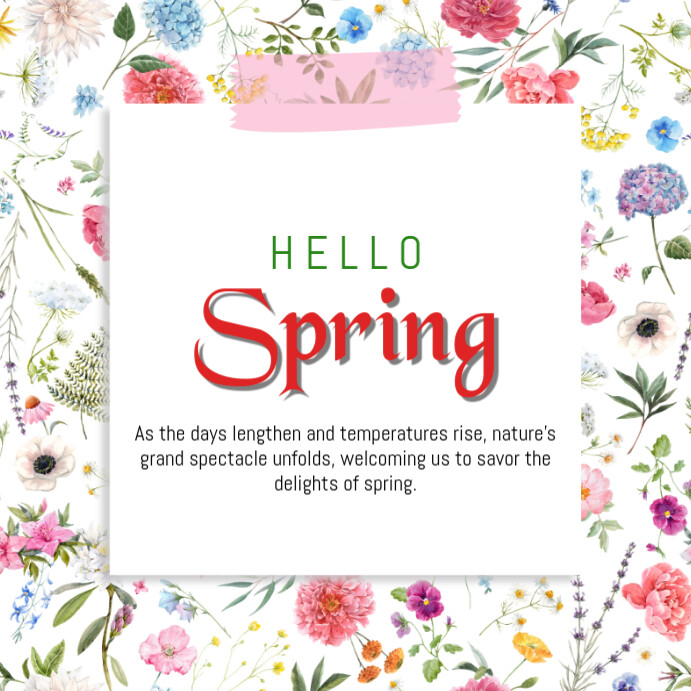 hello spring Instagram Post template