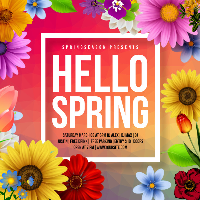 Hello Spring Instagram Post template