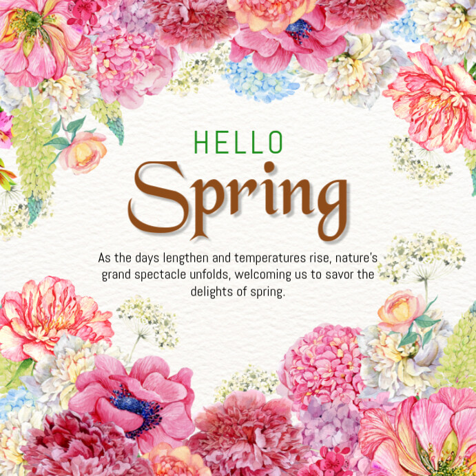 hello spring Instagram Post template