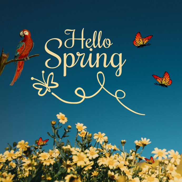 Hello spring Template | PosterMyWall