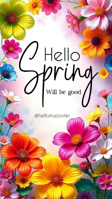 Hello Spring เรื่องราวบน Instagram template
