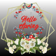 Red playfull Hello Spring Instagram Post Template | PosterMyWall