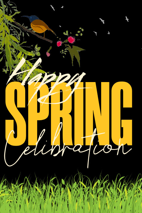 Hello spring Poster template