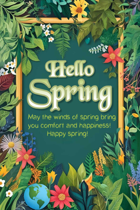 Hello Spring Poster template