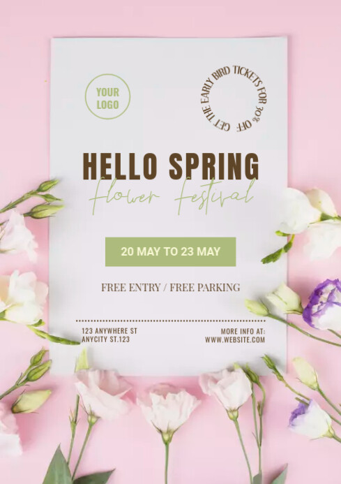 Hello Spring Festival A4 Template | PosterMyWall