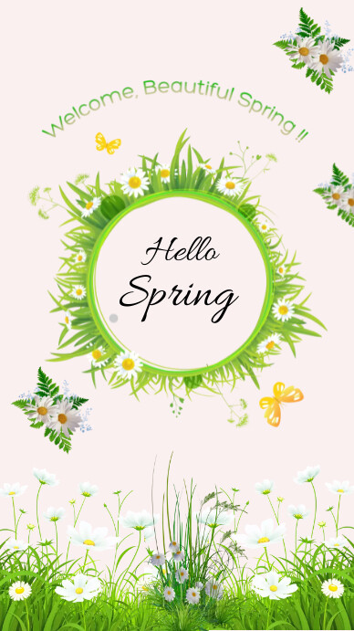 Copy of hello spring green border instagram | PosterMyWall