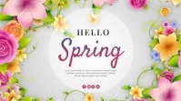 Hello Spring Greeting Poster Banner Pantalla Digital (16:9) template