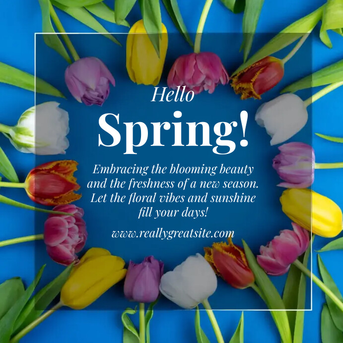 Hello Spring Instagram Post Templat | PosterMyWall