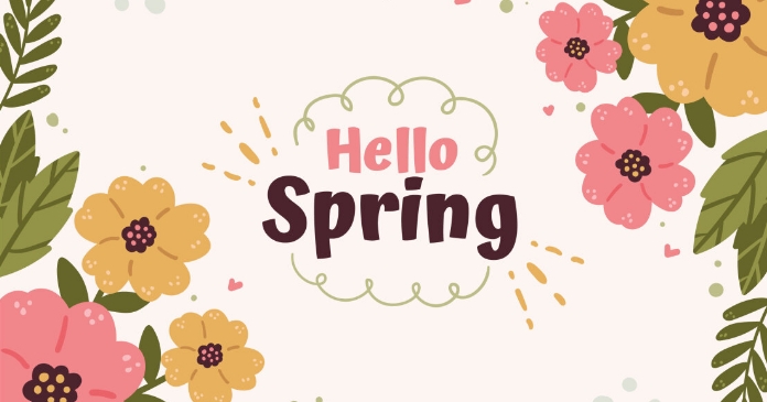 Hello Spring One Line hello spring online greeting card template | PosterMyWall