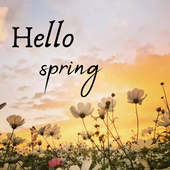 Hello Spring One Line Hello spring online gretting card Template | PosterMyWall