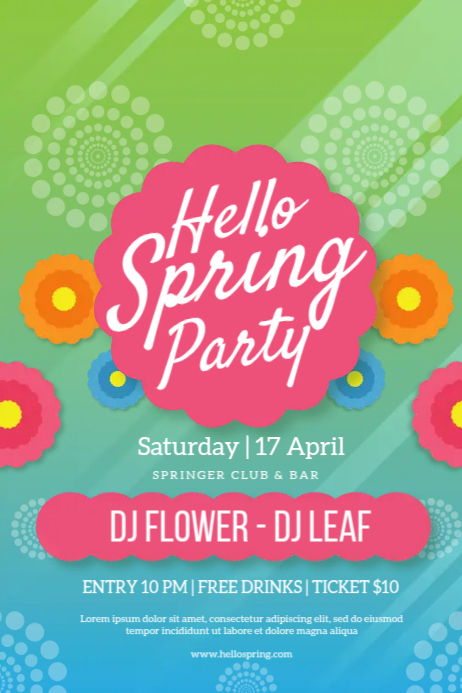 Hello Spring Party ADS Template | PosterMyWall