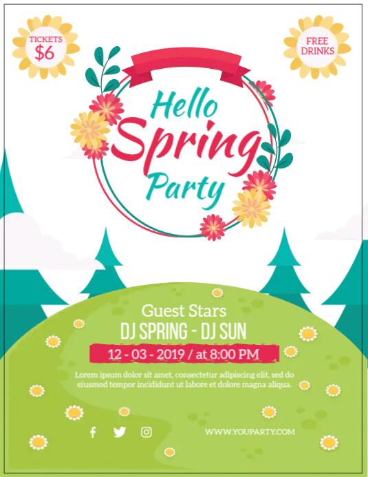 Hello Spring Party Flyer Template | PosterMyWall