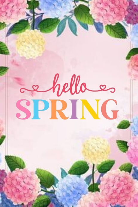 hello spring poster template