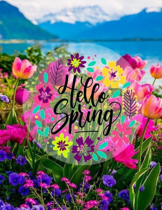 hello spring poster template Flyer (US Letter)
