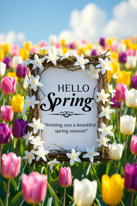 Hello Spring Birthdays Hello spring template 2026 | PosterMyWall