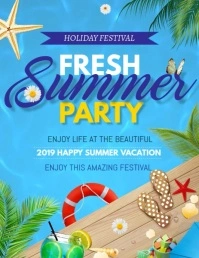 Hello summer,pool party,Beach party Flyer (US Letter) template