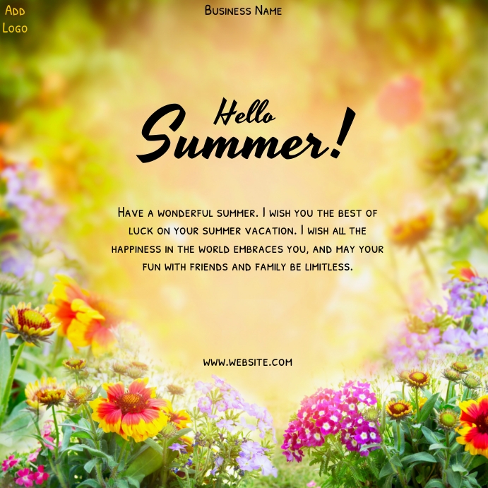 hello summer,welcome summer,summer greetings Instagram Post template