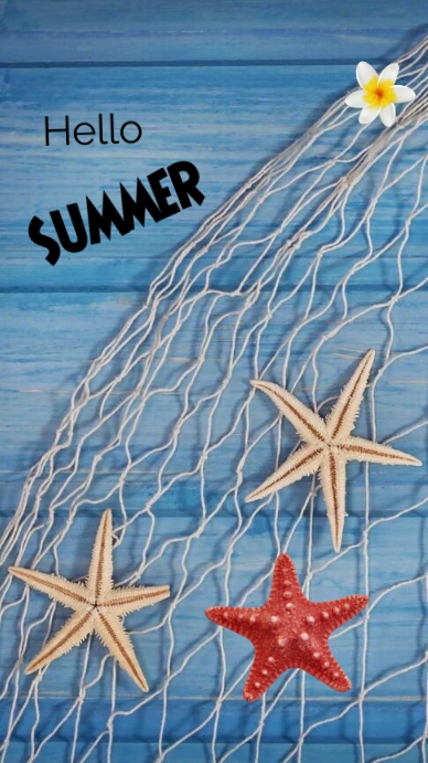 Hello July Fish Frame Hello Summer Fishing Net and Starfish Template | PosterMyWall
