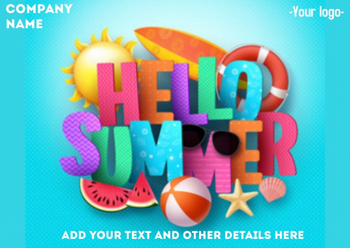 Hello Summer Flyer ไปรษณียบัตร template