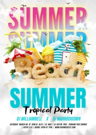 Hello summer flyer A6 template