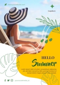 Hello Summer Holiday Poster Video A4 template