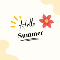 Hello summer Instagram post online greeting cards template