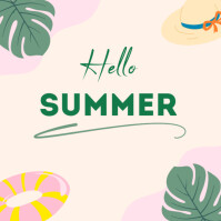 Hello summer Instagram post online greeting cards template