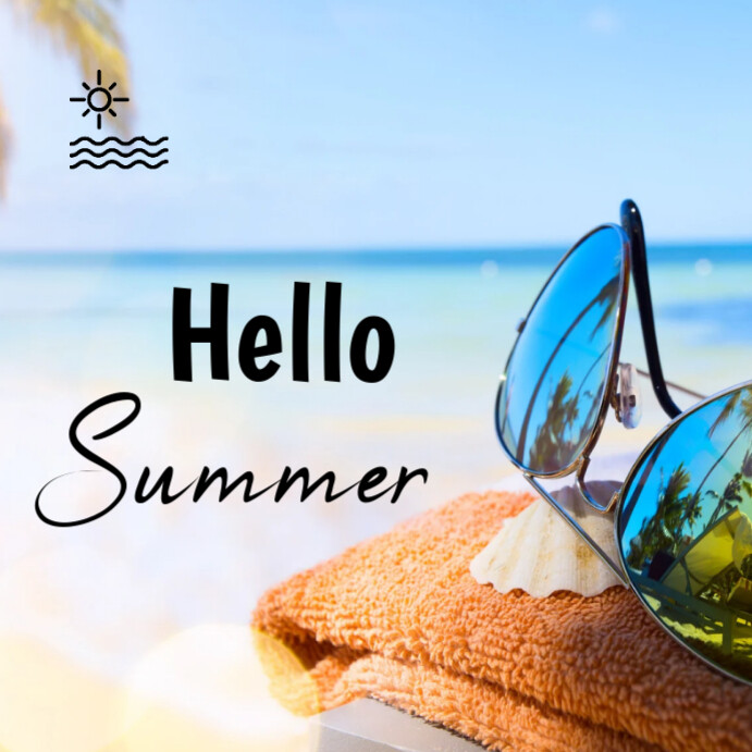 Hello summer Instagram post online greeting cards template