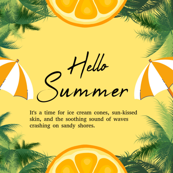Hello summer Instagram post online greeting cards Template | PosterMyWall