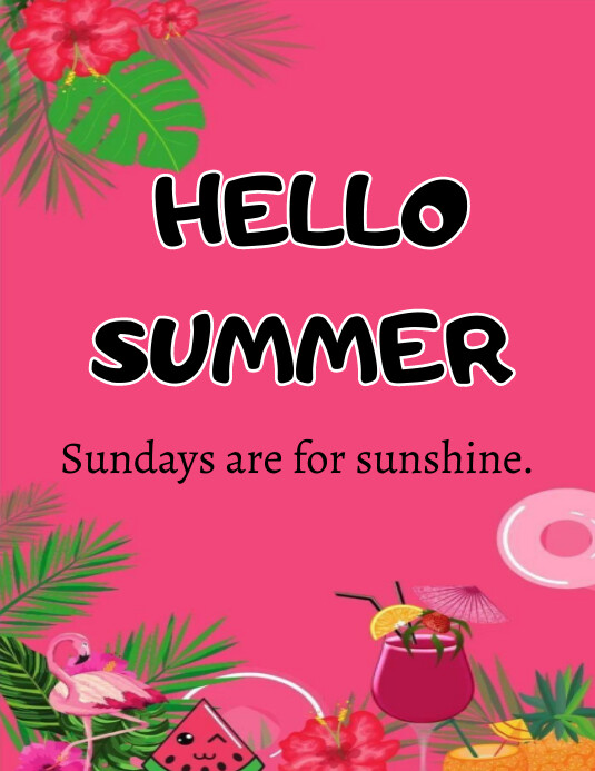 Hello summer template 2024 weekend vibes Flyer (US Letter)