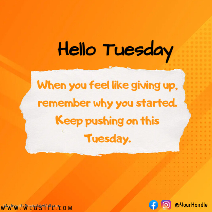 Hello Tuesday Design Template | PosterMyWall