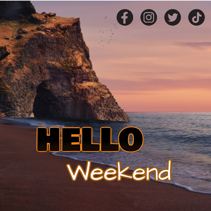 Hello weekend greeting social media post temp Template | PosterMyWall