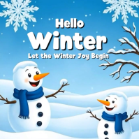 Hello Winter Cute Snowman Greeting Template Instagram Post