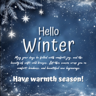 Hello Winter Greeting Card. Instagram Post template