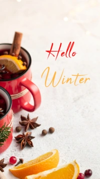 Hello winter Instagram story online greeting cards template