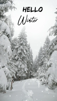 Hello winter Instagram story online greeting cards template