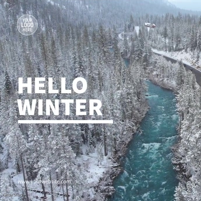 Hello Winter Animation Grey Hello Winter Video Square Template | PosterMyWall