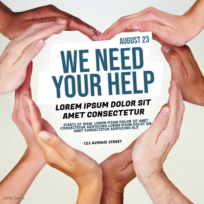 help fundraiser charity event video template | PosterMyWall