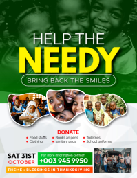 Help the needy charity donation drive children's home visit event advertisement flyer template Ulotka (US Letter)