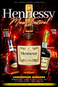 Hennessy music festival night party event invitation flyer template online poster design Cartaz