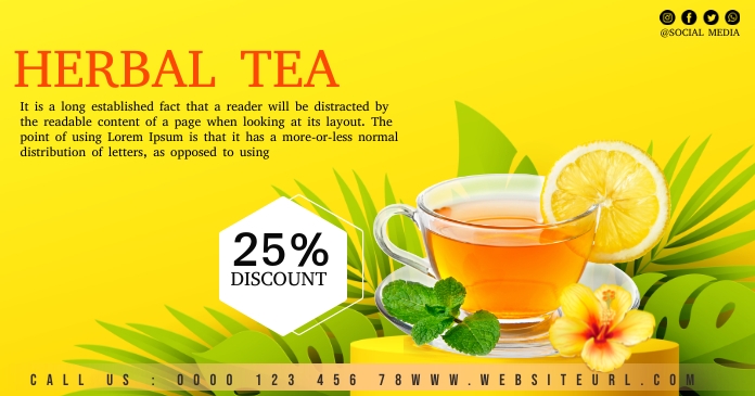 Herbal Tea Menu Ibinahaging Larawan sa Facebook template