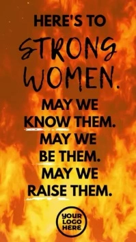 Here's to strong women quote story video Pantalla Digital (9:16) template
